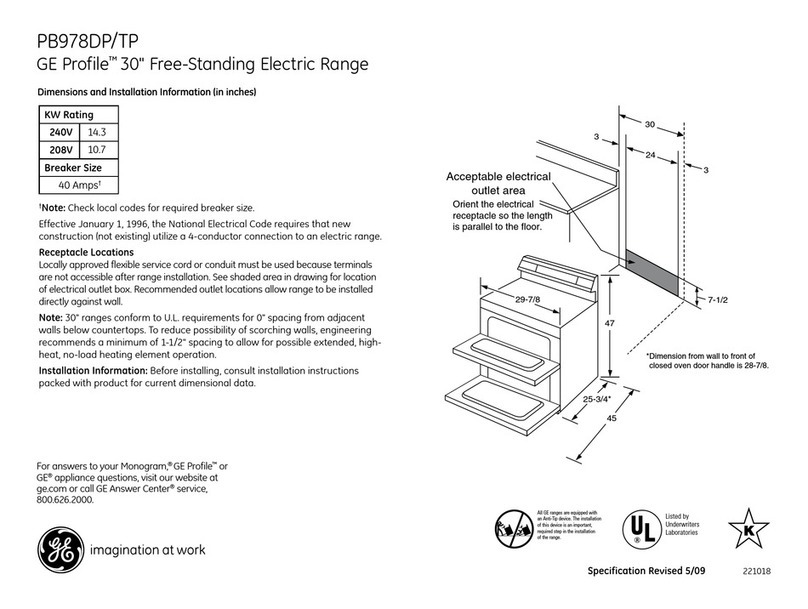 GE PB978DPBB - Profile 30" Electric Ran Manual