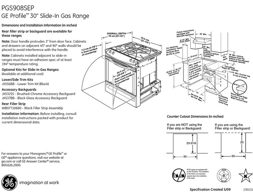 GE PGS908SEPSS - Profile 30" Slide-In Gas Range Manual