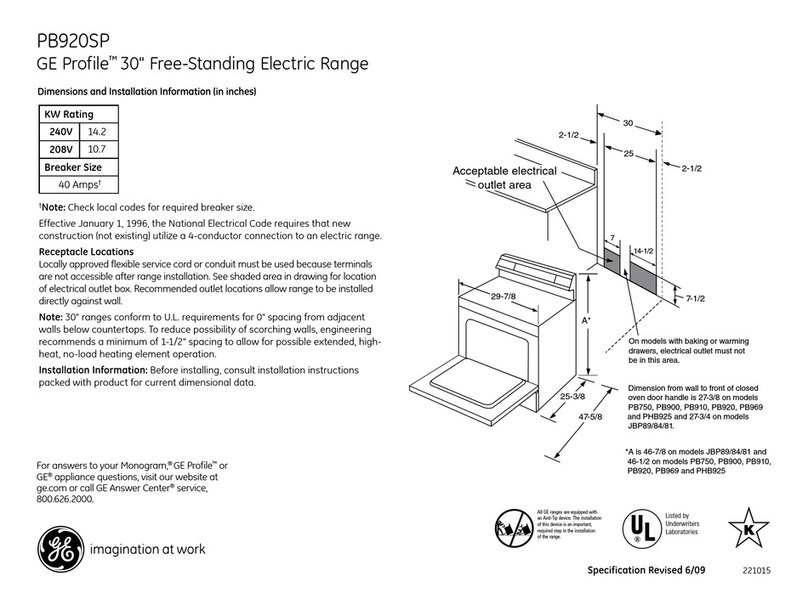 GE Profile PB920SPSS Manual