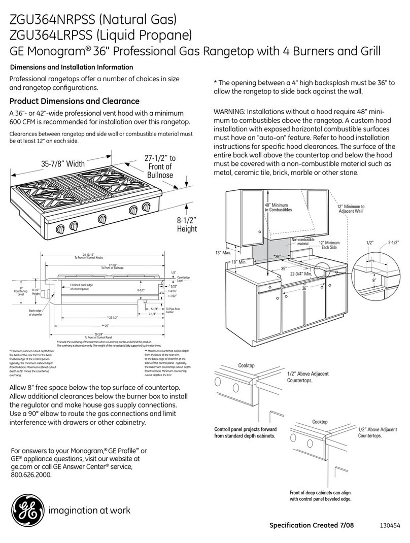GE Monogram ZGU364LRPSS Dimensions and installation information