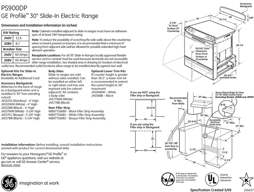 GE Profile PS900DPBB Manual