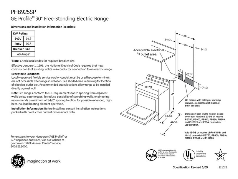 GE PHB925SPSS - 30" Induction Range Manual