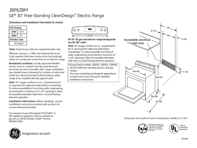 GE CleanDesign JBP62BMWH Manual
