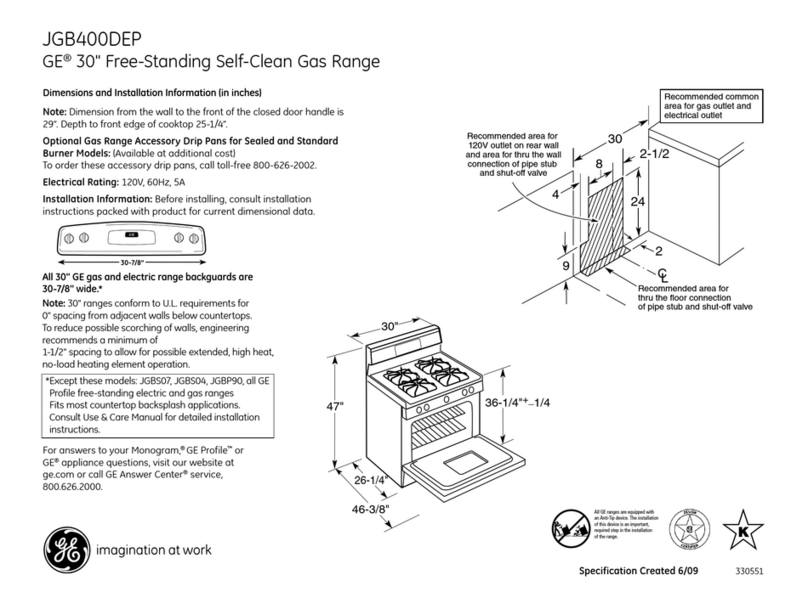 GE JGB400DEPWW - 30" Gas Range Manual