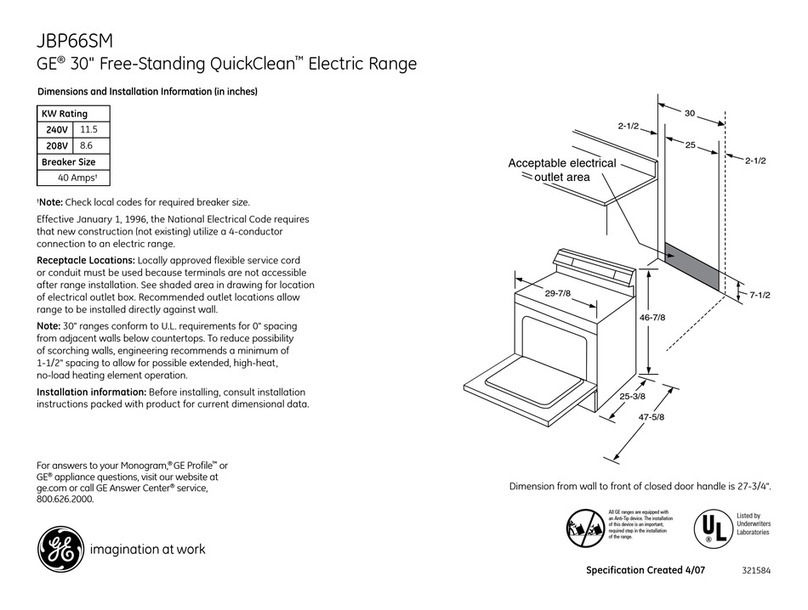 GE JBP66SMSS - 30" Electric Range Dimensions and installation information GE JBP66SMSS - 30" Electric Range Dimensions and installation information