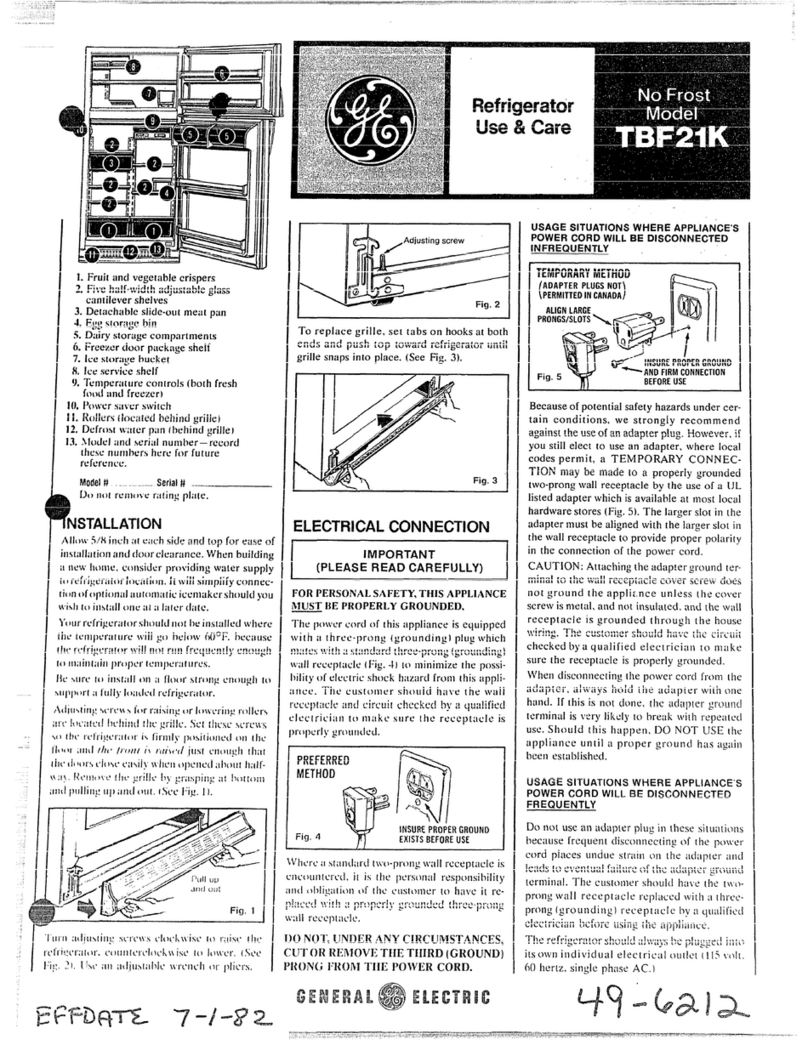 GE TBF21K use & care