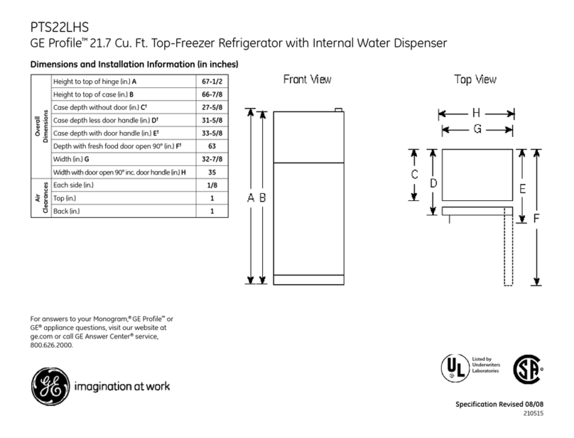 GE Profile PTS22LHS Manual