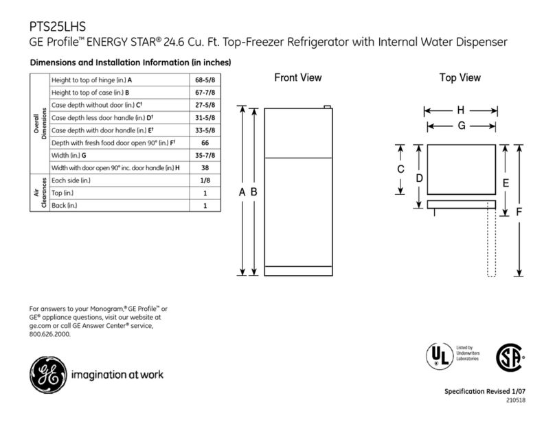 GE Profile PTS25LHS Manual