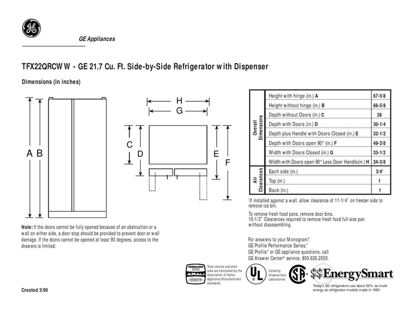 GE TFX22QRCAA User instructions