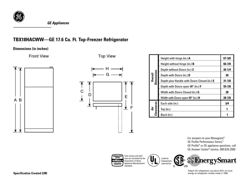 GE TBX18HACAA User instructions