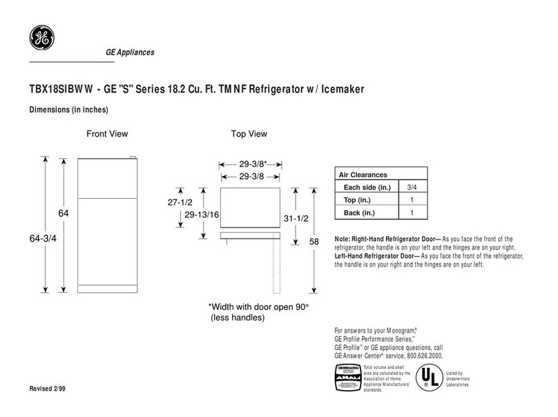 GE TBX18SIBAA User instructions