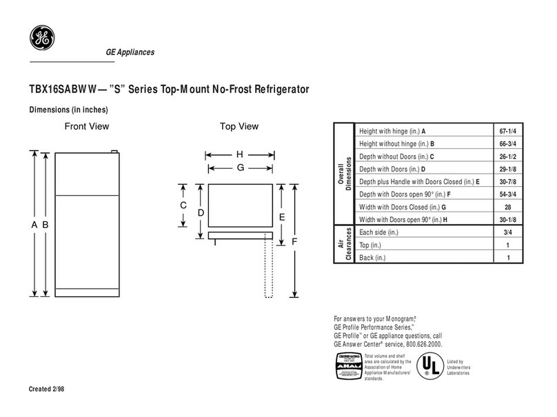 GE TBX16SABAA User instructions