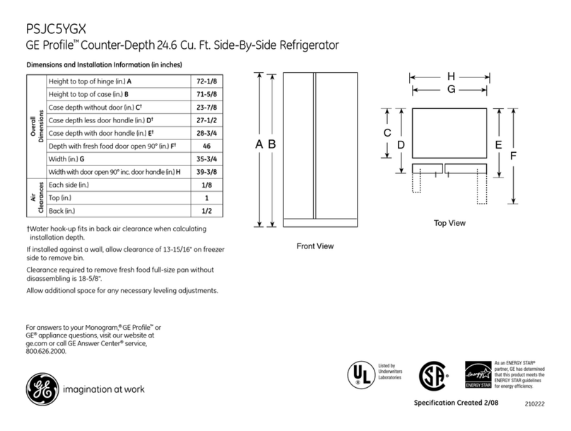 GE PSJC5YGX - Profile: 24.6 cu. Ft User manual GE PSJC5YGX - Profile: 24.6 cu. Ft User manual