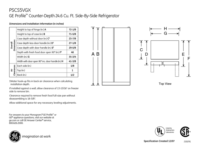 GE Profile PSCS5VGX User manual