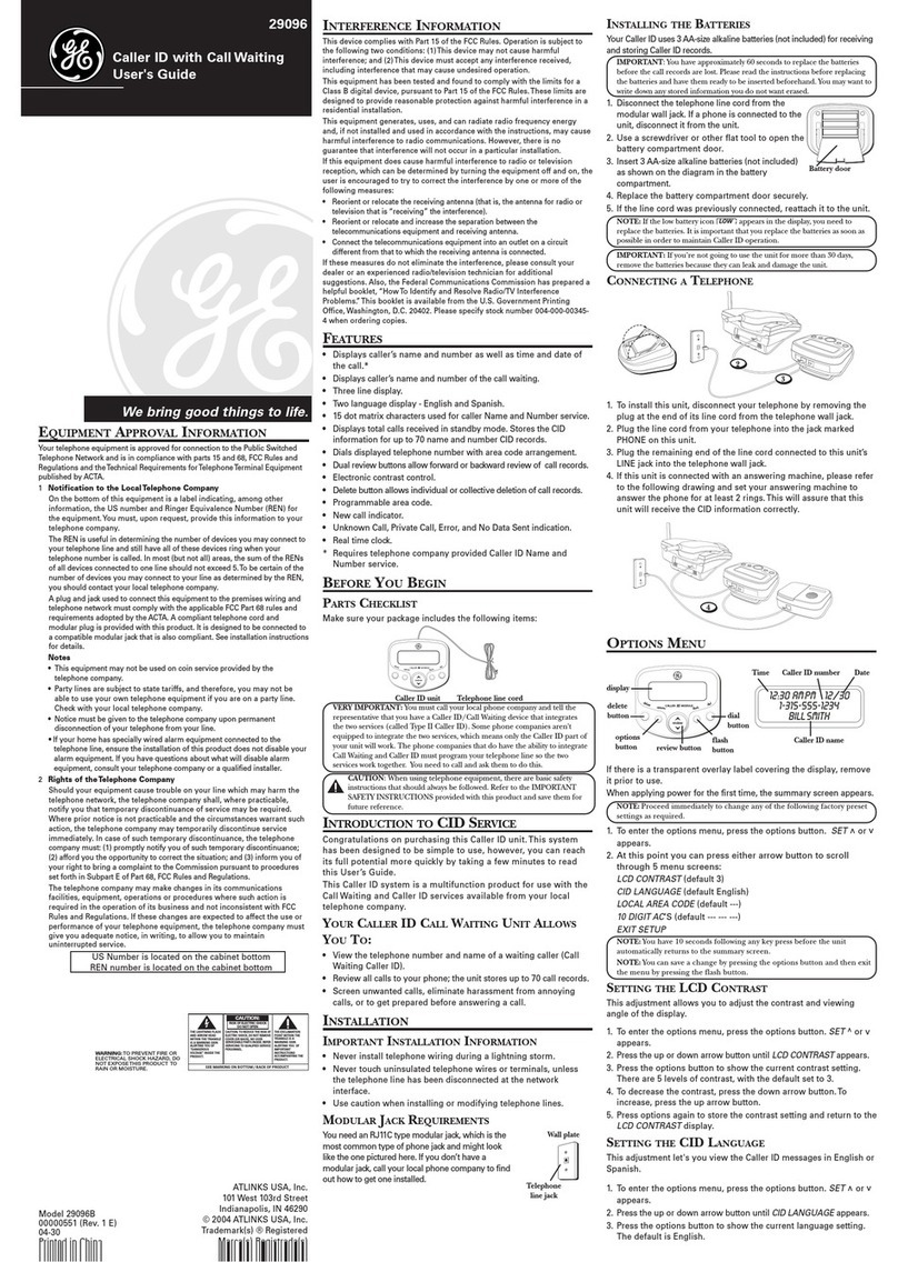 GE 29096 User manual