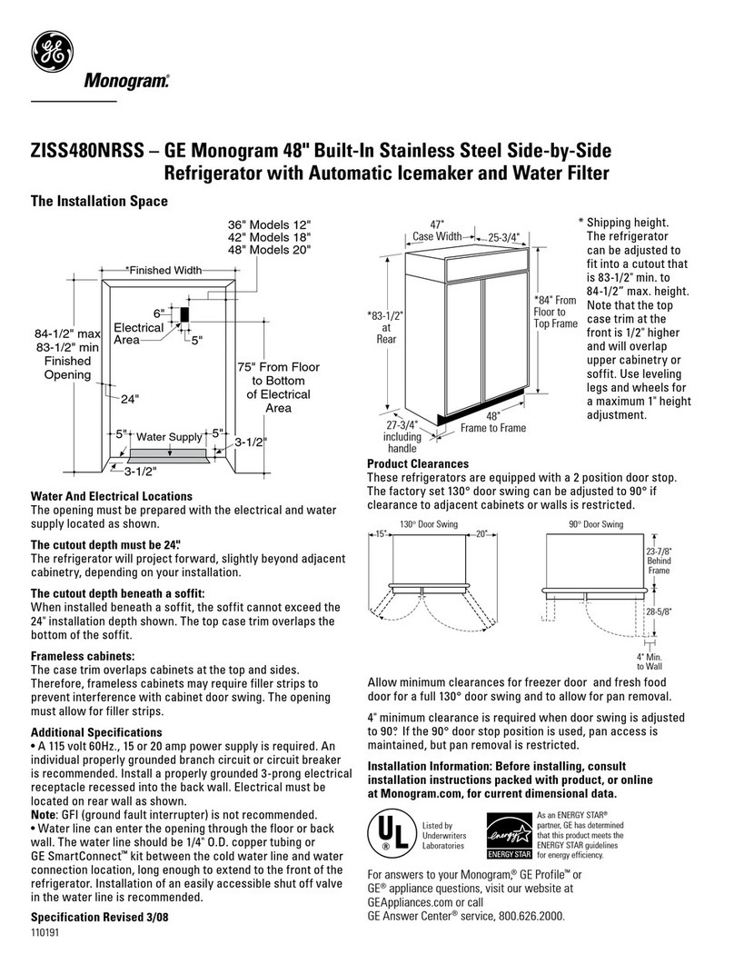 GE Monogram ZISS480NRSS User instructions