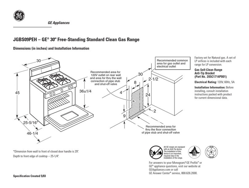 GE JGBS09PEHWW Dimensions and installation information GE JGBS09PEHWW Dimensions and installation information