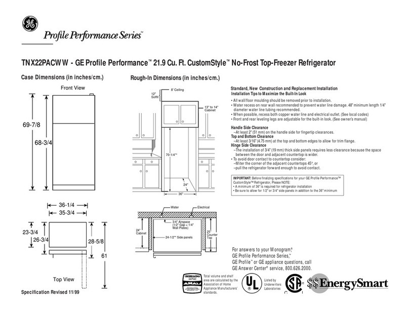 GE GE Profile Performance CustomStyle... Specification sheet