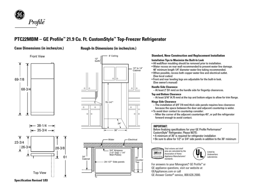 GE GE Profile CustomStyle PTC22MBM User manual