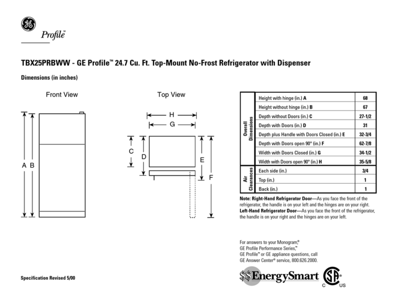 GE GE Profile TBX25PRBAA User manual