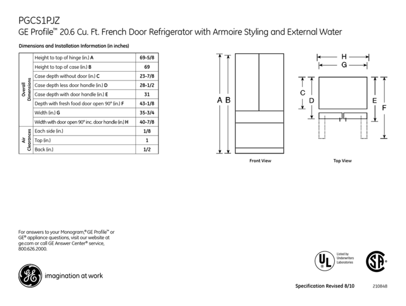 GE Profile PGCS1PJZSS Manual
