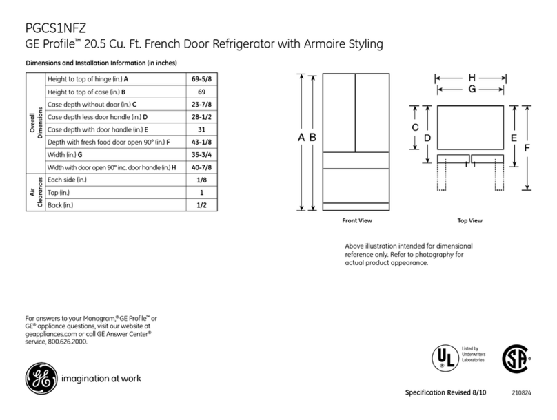 GE Profile PGCS1NFZSS Manual