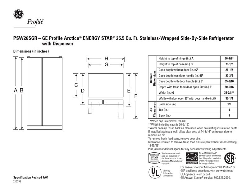 GE Profile Arctica PSW26SGRSS User instructions