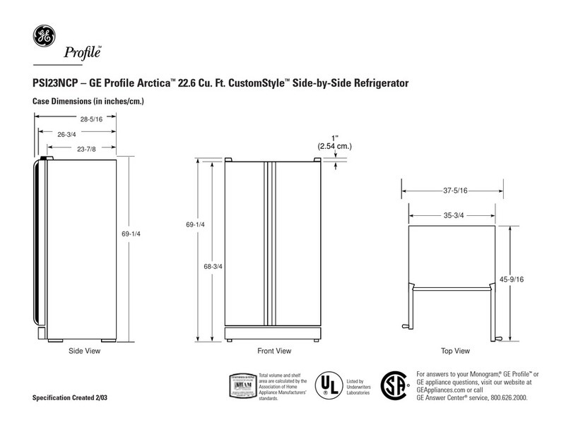 GE GE Profile Arctica CustomStyle PSI23NCP User instructions