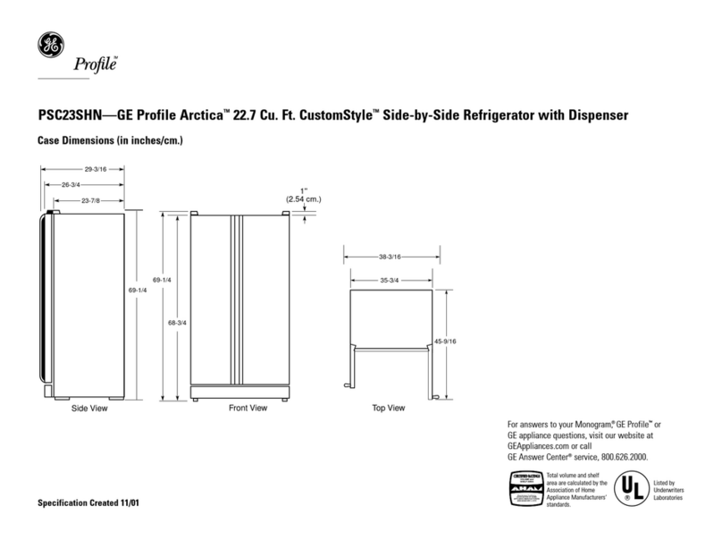 GE GE Profile Arctica CustomStyle PSC23SHN User instructions GE GE Profile Arctica CustomStyle PSC23SHN User instructions