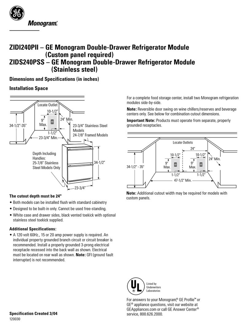 GE Monogram ZIDI240PII Dimension Guide GE Monogram ZIDI240PII Dimension Guide