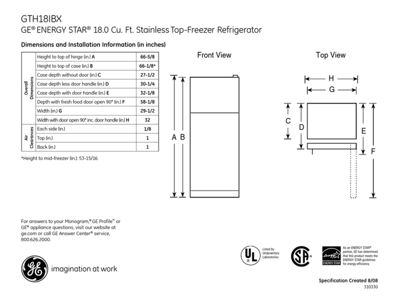 GE GTH18IBXWW - R 18.0 Cu. Ft. Top-Freezer... Manual