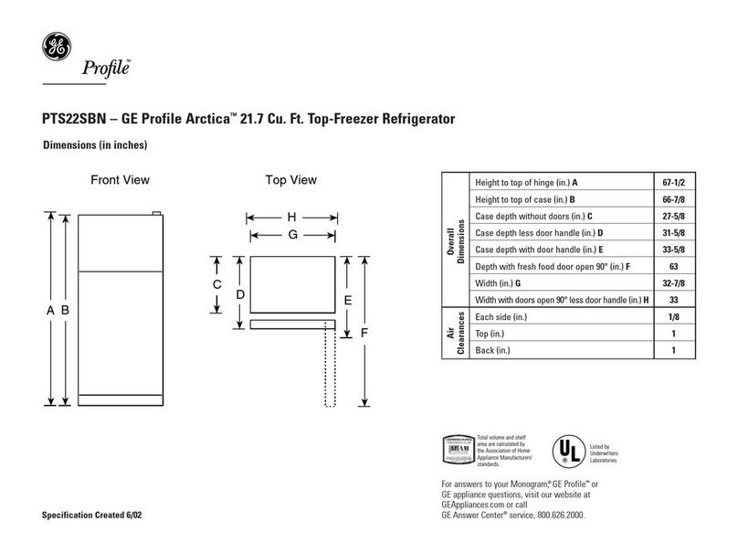 GE GE Profile Arctica PTS22SBN User instructions