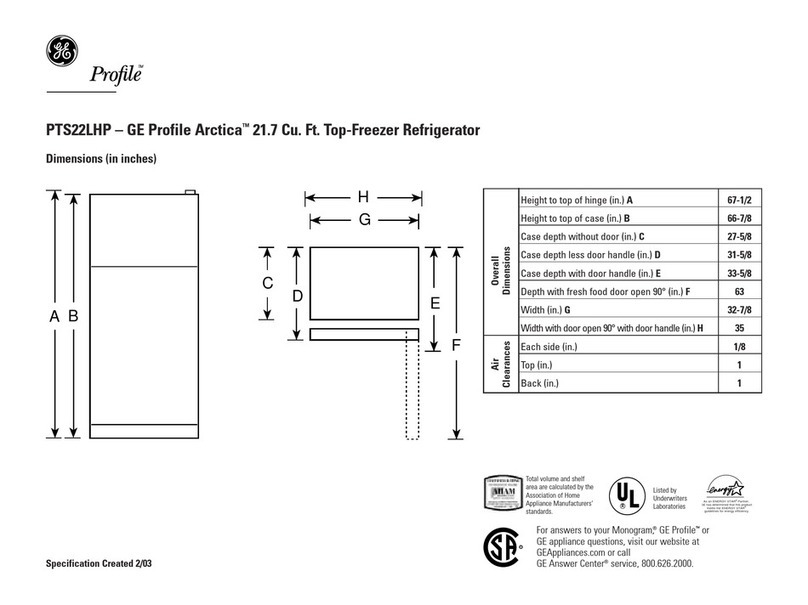 GE GE Profile Arctica PTS22LHP User instructions GE GE Profile Arctica PTS22LHP User instructions