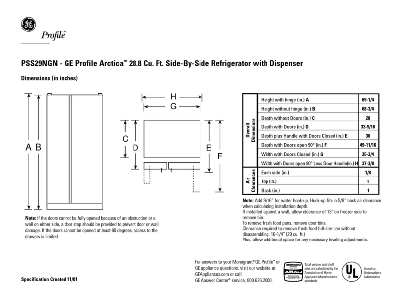 GE GE Profile Arctica PSS29NGN User instructions