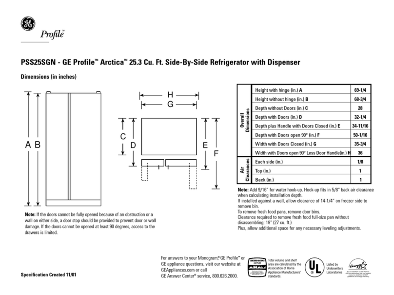 GE GE Profile Arctica PSS25SGN User instructions