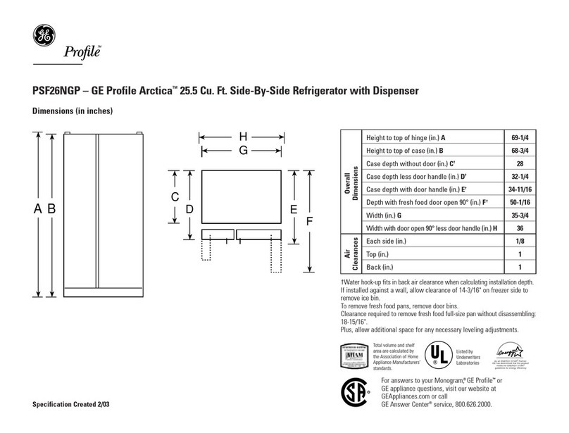 GE GE Profile Arctica PSF26NGP User instructions