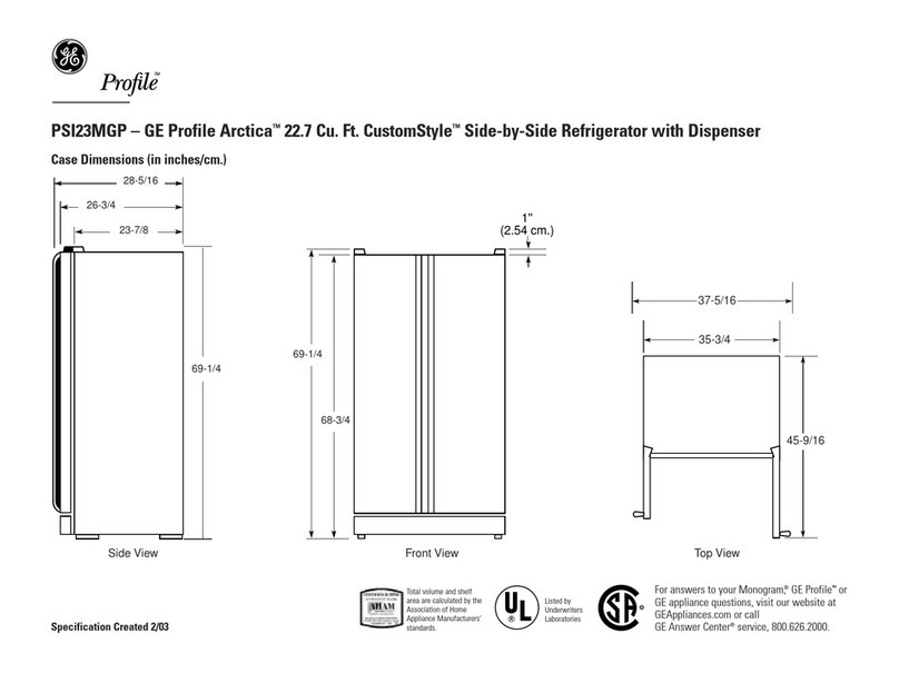 GE GE Profile Arctica PSI23MGPBB User instructions