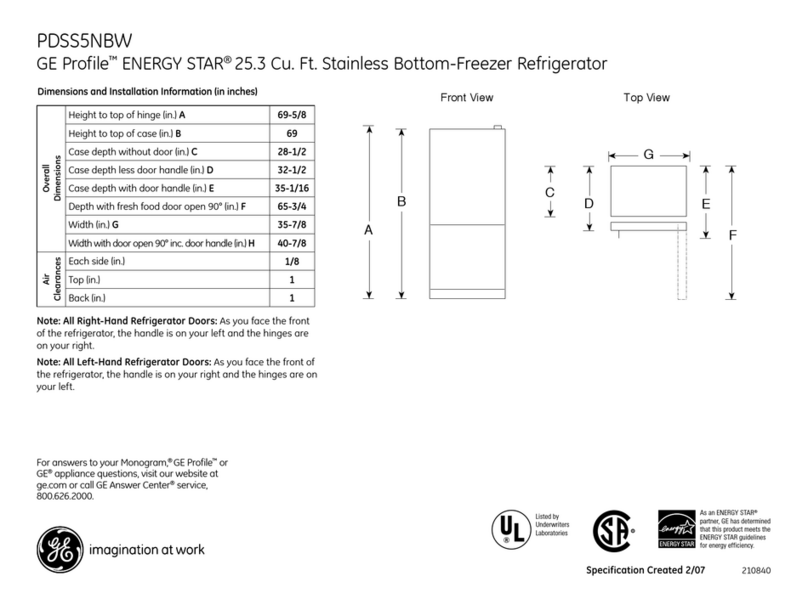 GE Profile PDSS5NBW Manual