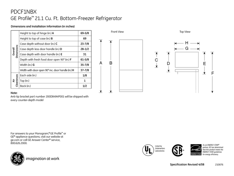 GE PDCF1NBX - Profile Bottom-Freezer... User manual