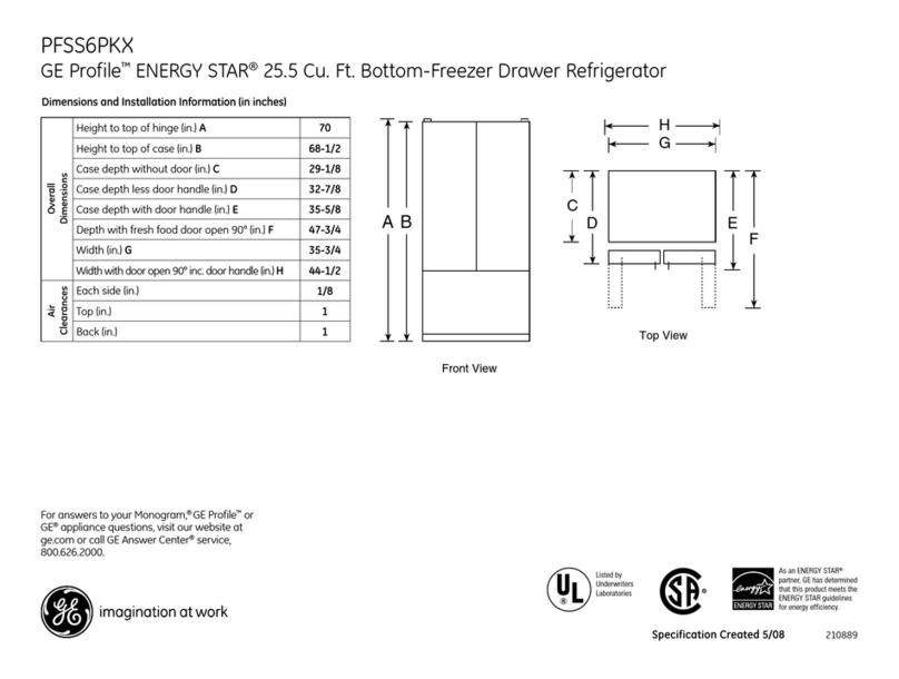 GE PFSS6PKX - Profile: 25.8 cu. Ft.... Manual