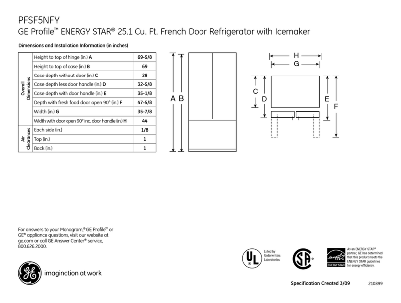 GE PFSF5NFY - Profile 25.1 cu. Ft. Bottom-Freezer... Manual