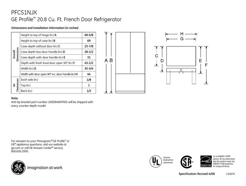 GE PFCS1NJX - Profile: 20.8 cu. Ft Manual