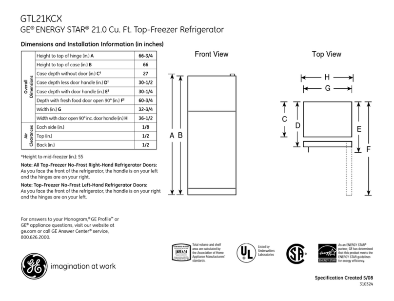 GE GTL21KCXBS - R 21.0 Cu. Ft. Top-Freezer... User manual