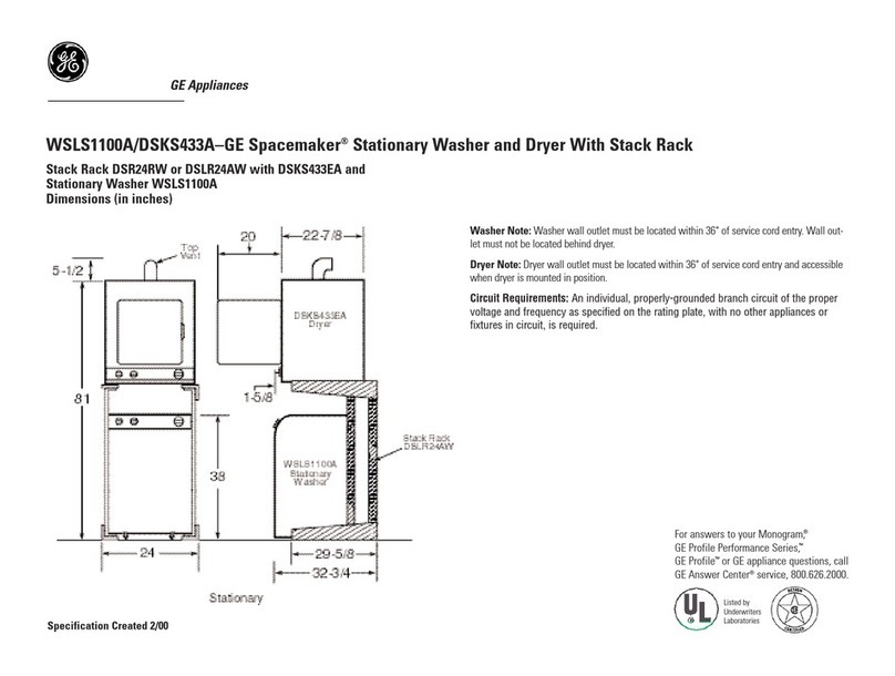 GE Spacemaker WSLS1100A User instructions