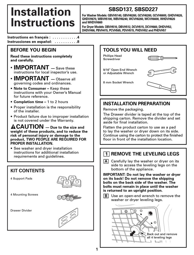 GE SBSD137 installation instructions