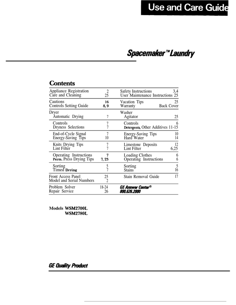 GE Spacemaker WSM2700L User manual