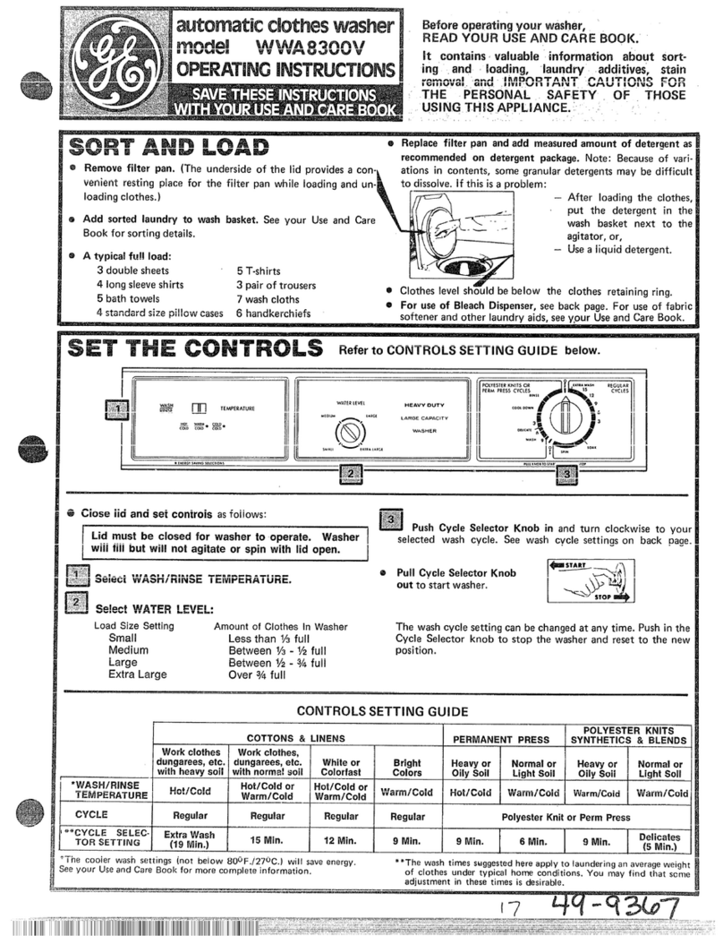 GE WWA8300V User manual