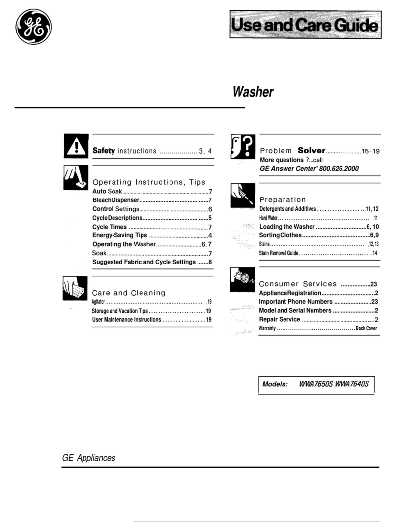 GE WWA7640S Use and care guide
