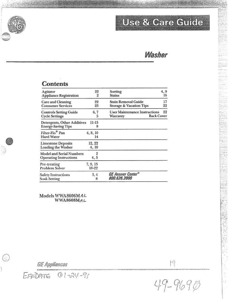 GE WWA8608MAL User manual