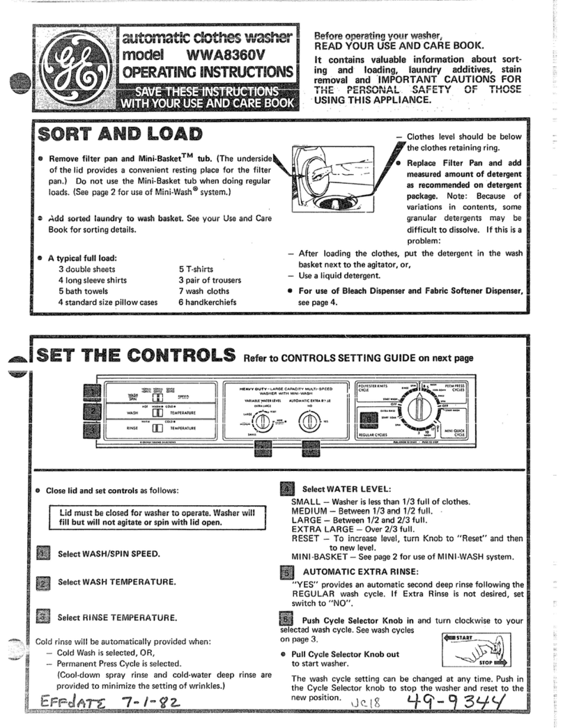 GE WWA8360V User manual